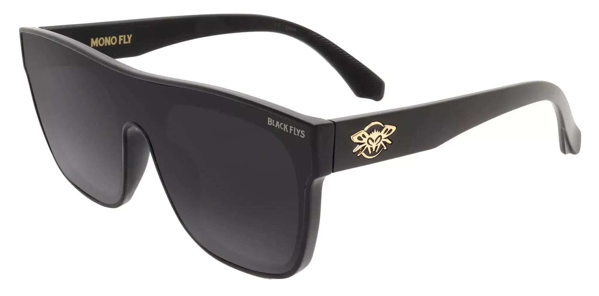 Black Flys Mono Fly Sunglasses- Shiny Black w/ Smoke Lens