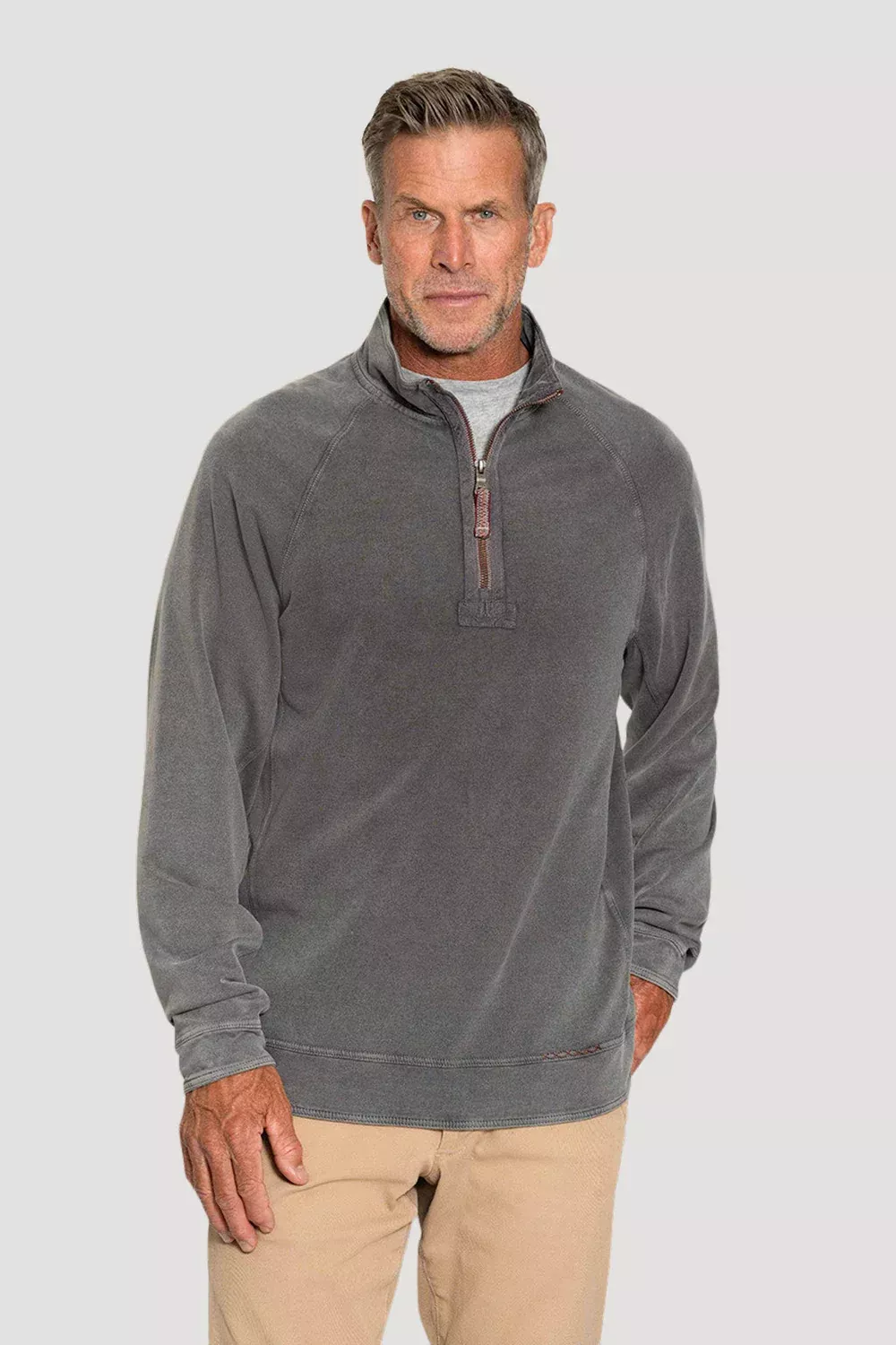 Cashmere Heather Fleece Quarter-Zip Raglan Pullover